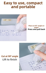 Close-up of 30M correction tape with transparent PET shell showing internal gear mechanism