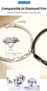 Detail of S925 silver Mobius woven bracelets with sparkling cubic zirconia inlays