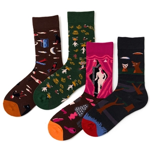 Unisex 2025 street style mid-calf socks with unique AB pattern designs in multiple colors