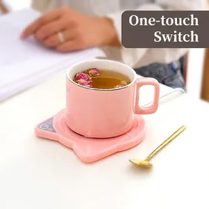 Electric Heating Coaster For Coffee Milk Tea Cat Shaped Constant Temperature Pad Portable Desktop Beverage Warmer