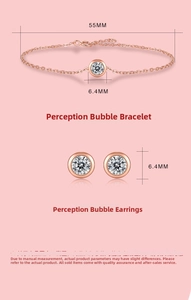 Detailansicht des Roségold-Schmucksets mit 6,4mm Moissanit-Ohrringen und elegantem Armband