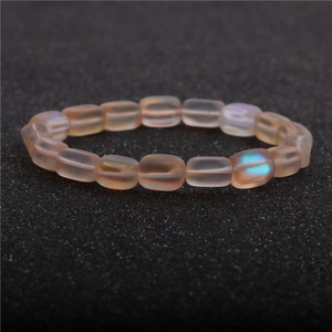 Elegant moonstone beaded bracelet with micro-paved zircon balls and iridescent glow