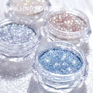 Sparkling crystal nail diamond powder set in four elegant colors for professional manicure art