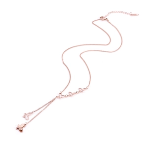 Collier élégant en acier titane rose doré avec des pendentifs papillons minimalistes