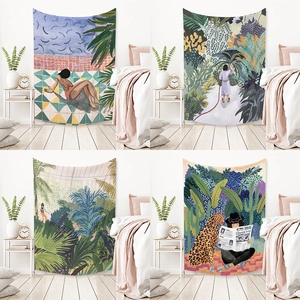 Tapestry Wall Hanging Polyester Fabric Bohemian Artistic Illustration Tropical Plant Animal Patterns Home Decor