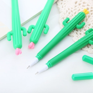 Creative cactus shaped soft gel pens with colorful flowers for school and office supplies