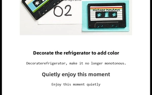 Close-up of retro mixtape fridge magnet with blue and yellow Mixtape Mondays design