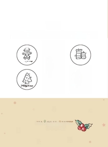 Close-up of six distinct Christmas sticker designs featuring gingerbread man and tree