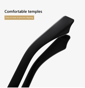 Close-up of ergonomic black sunglasses temples with anti-slip texture and glossy finish