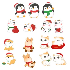 Miniature Christmas animals collection featuring cute penguins, dogs, and reindeer figurines