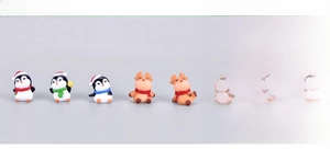 Miniature resin Christmas figurines set with penguins and deer for DIY landscape