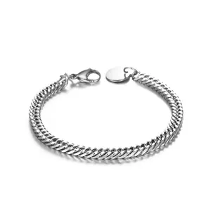 Men's Minimalist Titanium Steel Cuban Link Chain Bracelet Necklace Punk Hip Hop Silver Curb Chain Jewelry For Men Students