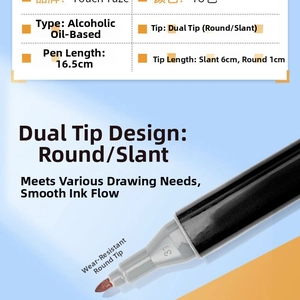 Macro view of 48-color dual-tip alcohol markers with 6mm chisel and 1mm fine nibs