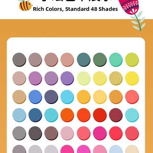 Detailed color chart showing 48 vibrant shades for dual-tip art marker pens
