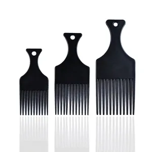 Dreiteiliges schwarzes Kunststoff-Pick-Kamm-Set in klein, mittel und groß mit Aufhängelöchern