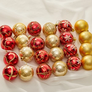 6cm hand-painted white Christmas ball ornaments with festive glitter patterns for tree decor
