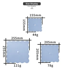 Tailles de trois moules à plateaux carrés en résine ondulée de 155mm, 205mm et 255mm