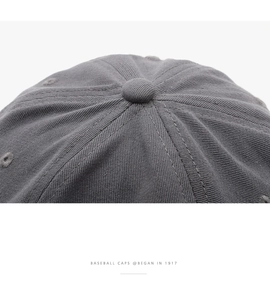 Détail de la couronne d'une casquette grise avec texture coton et œillets brodés