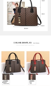 Detail showing dimension measurements and two-color options for this vintage handbag