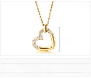 Détails du pendentif cœur 36x39mm avec cristaux pesant 15g en acier inoxydable doré