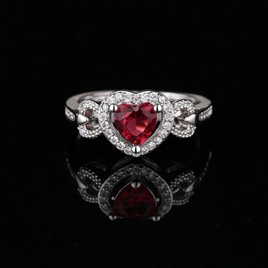 Heart Shape Copper Ring With Cubic Zirconia Heart Inlay Jewelry For Women Wedding Engagement Elegant Gift