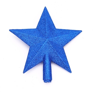Sparkling blue glitter five-pointed star tree topper for Christmas decoration