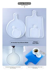 Macro view of clear silicone molds for DIY resin trays in round and rectangular shapes