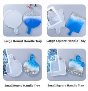 Macro shot of flexible silicone molds for DIY resin trays in round and square shapes