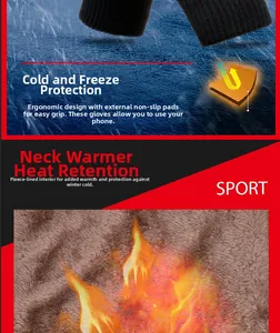 Detailed view of fleece lining and non-slip touch screen palms on winter sports gloves