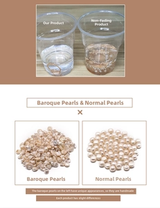 Water immersion test showing color retention of natural Baroque pearl earrings detail