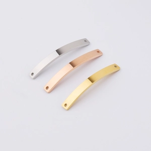 Curved Long Bar Connectors 304 Stainless Steel Mirror Polished Double Hole Links DIY Jewelry Making Finding Accessories