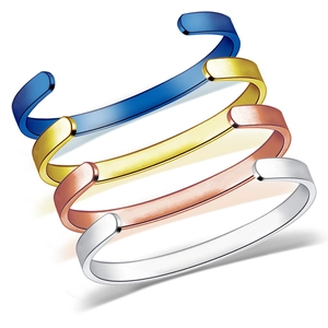 Minimalist stainless steel cuff bracelet set in blue, gold, rose gold and silver finish