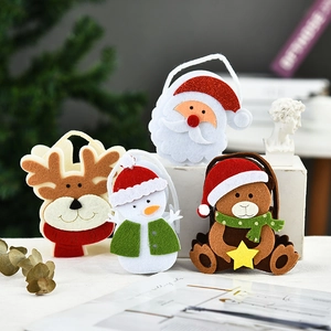 Christmas felt gift bags with 3D Santa, Reindeer, Snowman, and Bear designs