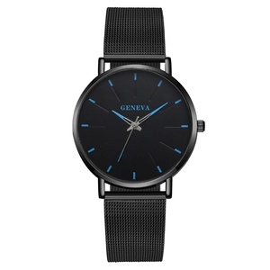 Montre à Quartz Minimaliste pour Homme Bracelet en Maille Métallique Cadran Rond Analogique Montre d'Affaires Décontractée