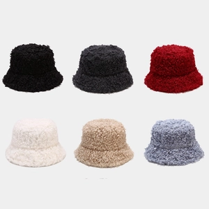 Cappello da Pescatore Invernale da Donna Caldo in Velluto Teddy Tinta Unita in Pile di Lana di Agnello Antivento