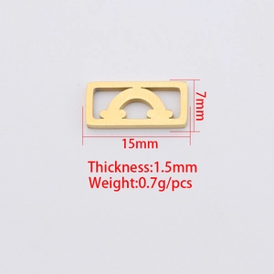 Golden titanium steel rainbow cloud hollow pendant showing 15mm by 7mm size specifications