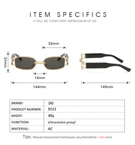 Detailed size specifications for irregular vintage sunglasses showing 144mm total width