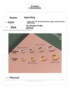 Size guide for 18K gold plated copper open jump rings for DIY jewelry making accessories