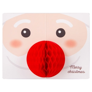 3D Christmas greeting card with Santa Claus and a red 3D honeycomb paper nose