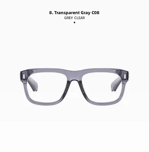 Macro view of transparent grey square sunglasses frame with non-slip textured temples