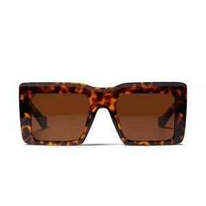 Modern oversized square sunglasses in tortoiseshell frame with brown tinted lenses