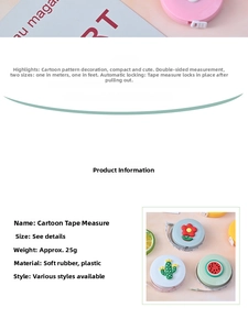 Detailed view of mini cartoon measuring tape with dual-scale and auto-lock mechanism