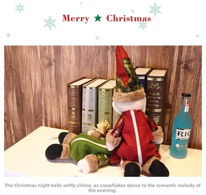 Detail of Christmas elf plush bags with zipper closure and festive faux fur trim