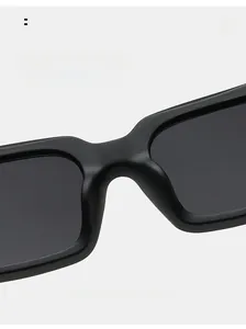 Close-up of comfortable integrated nose pads on black square frame matte sunglasses