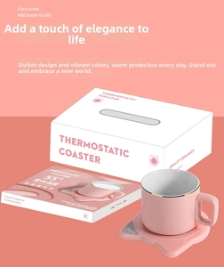 Pink cat claw thermostatic coaster set with gold rim ceramic mug and packaging box
