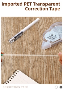 Detail showing the strong PET film of this large 30M correction tape in use