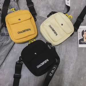 Canvas Crossbody Bag Small Square Shoulder Pouch Women Street Fashion Student Style Mini Bag With Letter Print