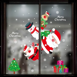 Christmas static window decals set with Santa, Snowman, Reindeer and Xmas Tree