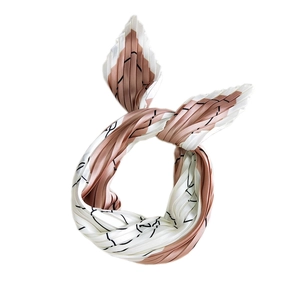Plissiertes quadratisches Tuch in Rosa und Beige mit geometrischem Druckdesign