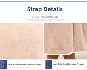 Detail of soft apricot coral fleece bath towel dress with neat rope edge piping